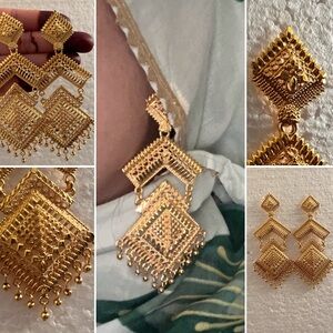 Gold Dangle Jhumka | Statement Earrings